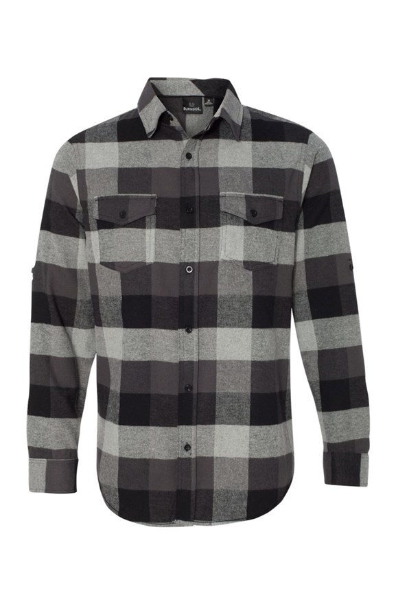 mens collars Long Sleeve Flannel Grey And Black